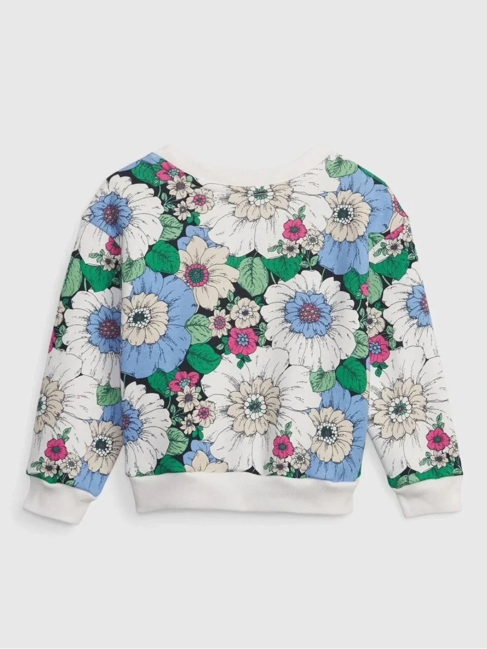 Gap Kids Size Medium 8 Sweatshirt Fashion Crewneck New Off White Floral Cotton